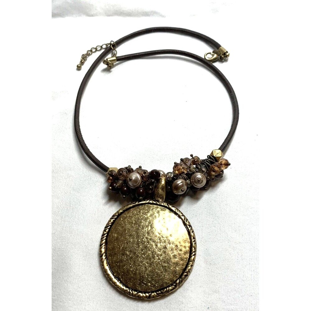 1980 Premier Designs Caramel Latte Gold Plated Pendant Necklace Vintage